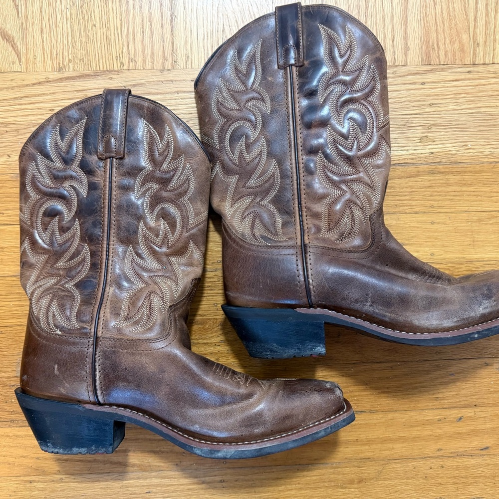 Laredo Balance Man Brown Leather Cowboy Boots 9.5 - Picture 2 of 8